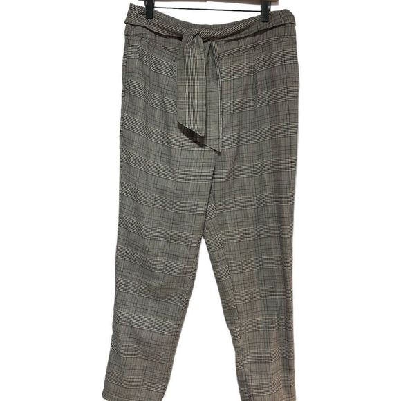 Plaid Tie Waist High-rise puddle pants that are cut in a relaxed silhoue… - Picture 11 of 13